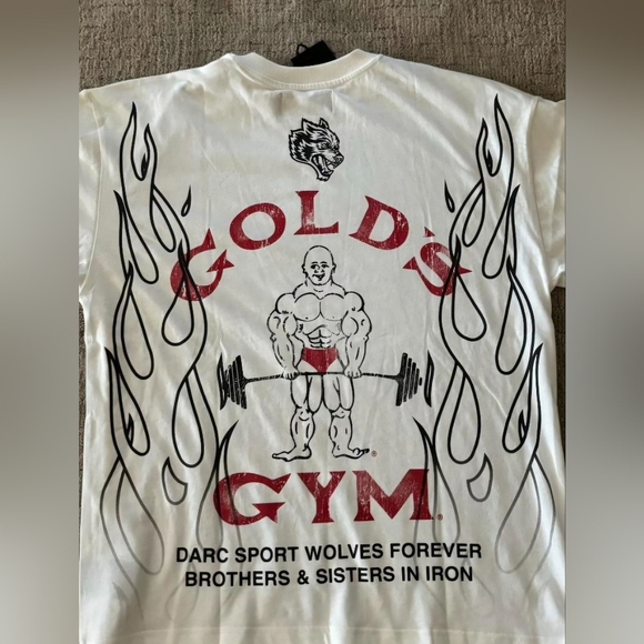 Darc Sport x Gold's Gym Crossover L Oversized Wht workout tee - Picture 2 of 10